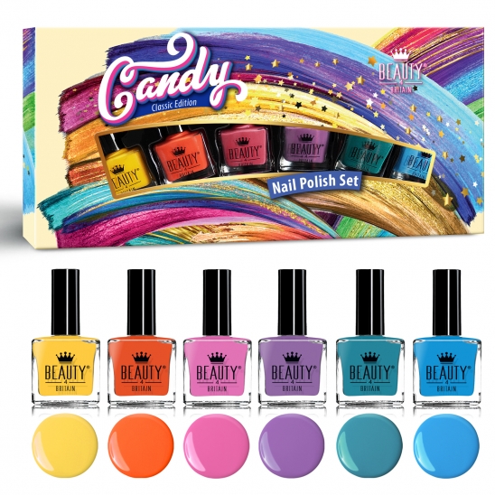 6 Luxury Nail Polish 6 Bright Rainbow Colours Candy