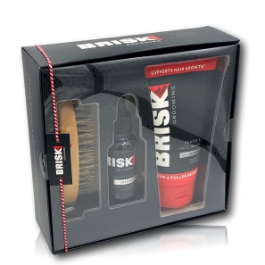 BRISK Grooming Kit Beard Oil and Beard & Face Wash Brush