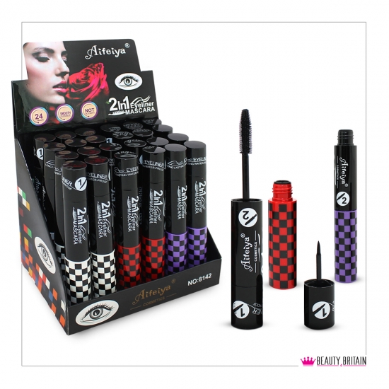 24 Mascara & Liquid Eye Liner 2in1 Black - Click Image to Close