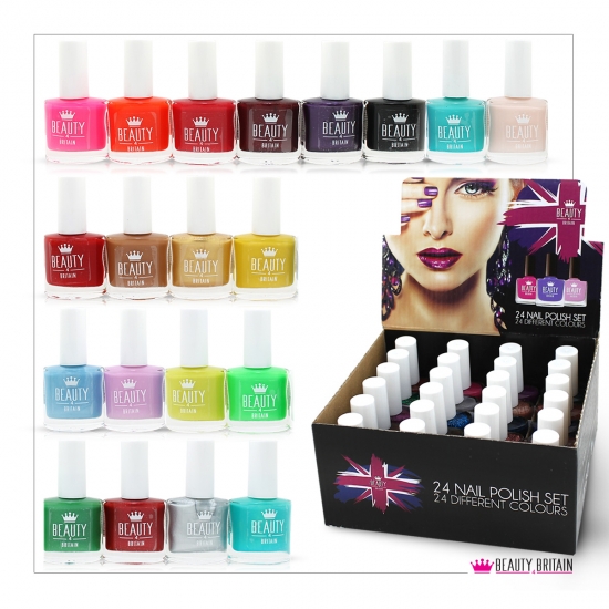 24 Nail Polish Set Bright Colours Beauty4Britain - Click Image to Close