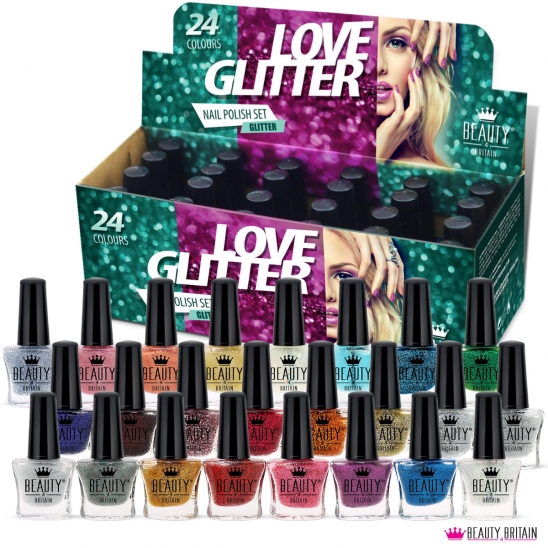 24 Nail Polish Set Love Glitter