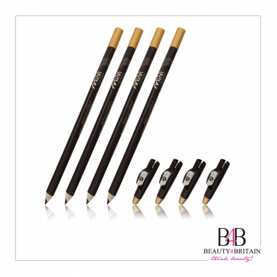 12 Brown Long EyeLiner Pencils with Sharpener - Click Image to Close