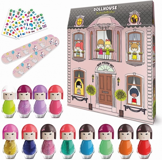 Dolly House Nail Polish Set 12 pcs 2 Nail files & Nail stickers - Click Image to Close