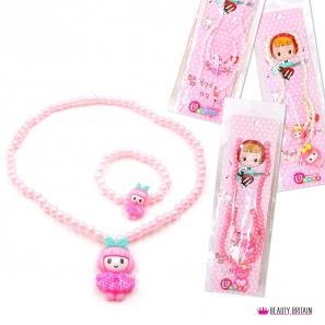 12 Kid Girl Mix Colour Necklace & Bracelet Set