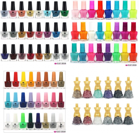 52 Mixed Nail Polish Glitter Neon Bright Matte