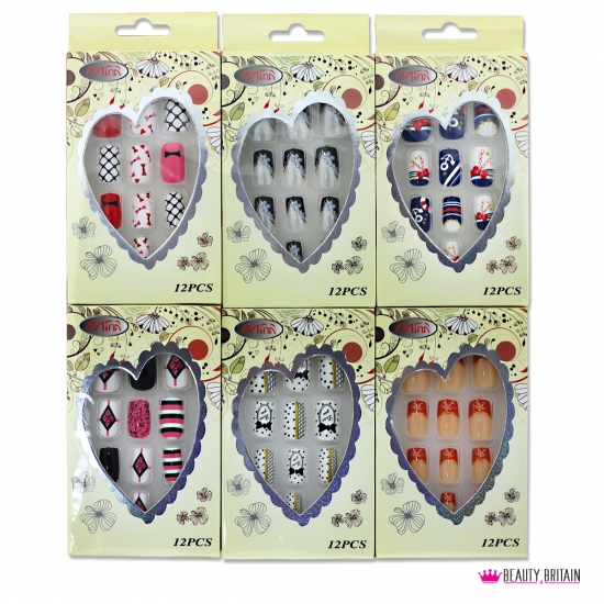 96 Boxes x 12 False Nails Assorted - Click Image to Close