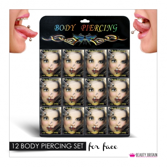 36 Body Piercing in 12 Sets Display Stand