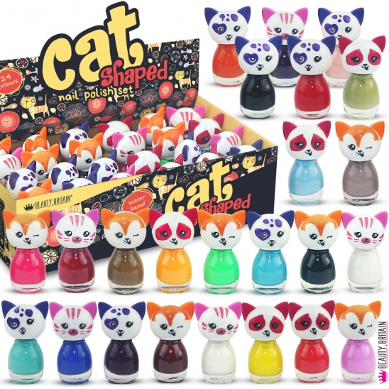 24 Nail Polish Set Cat Water Based