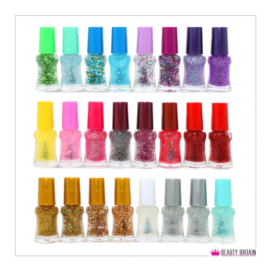 24 Glitter Nail Polish Set Different Shades - Click Image to Close