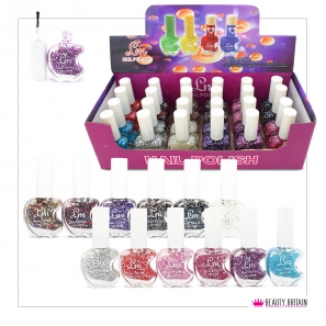 24 Apple Shaped Glitter Nail Polish Set