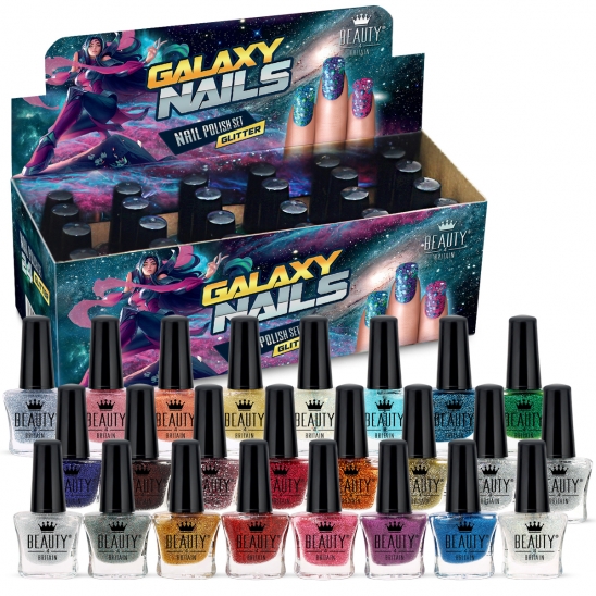 24 Glitter Nail Polish Set Galaxy