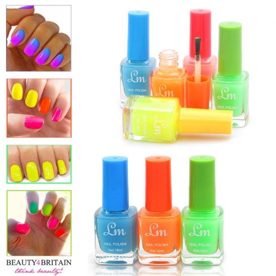 24 Nail Polish Set (6 Shining Neon Colours)