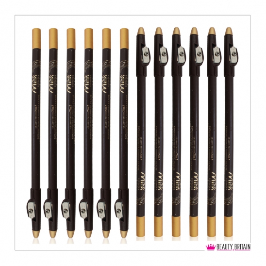 12 Brown Long EyeLiner Pencils with Sharpener