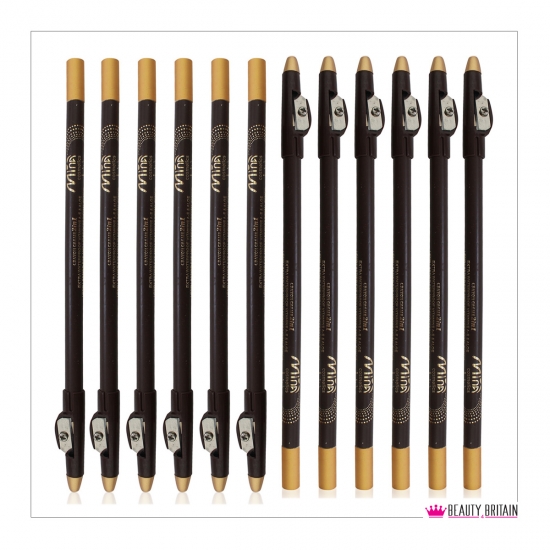 12 Brown Long EyeLiner Pencils with Sharpener - Click Image to Close