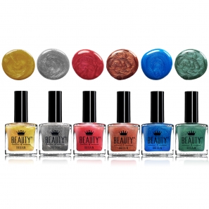 Glam & Shimmer by Beauty4Britain Set of 6 Nail Polishes 10 ml