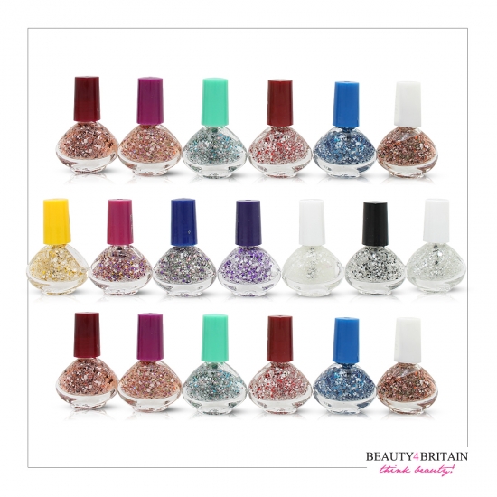 24 Glitter Nail Polish Set 13 Colours - Click Image to Close