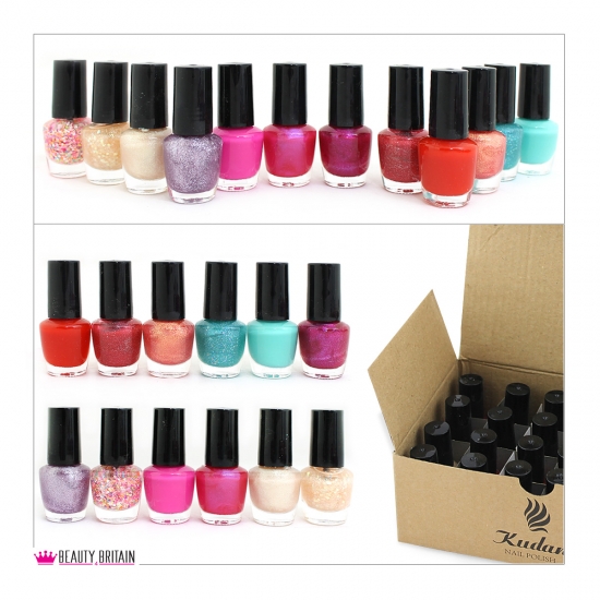 24 Nail Polish Set Classic & Glitter Colours - Click Image to Close