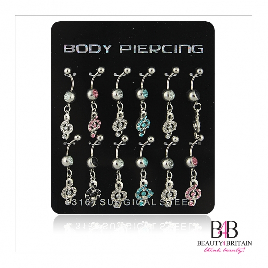 12 Body Piercing Clef Belly Bar / Navel