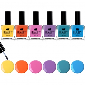 6 Luxury Nail Polish 6 Bright Rainbow Colours Candy